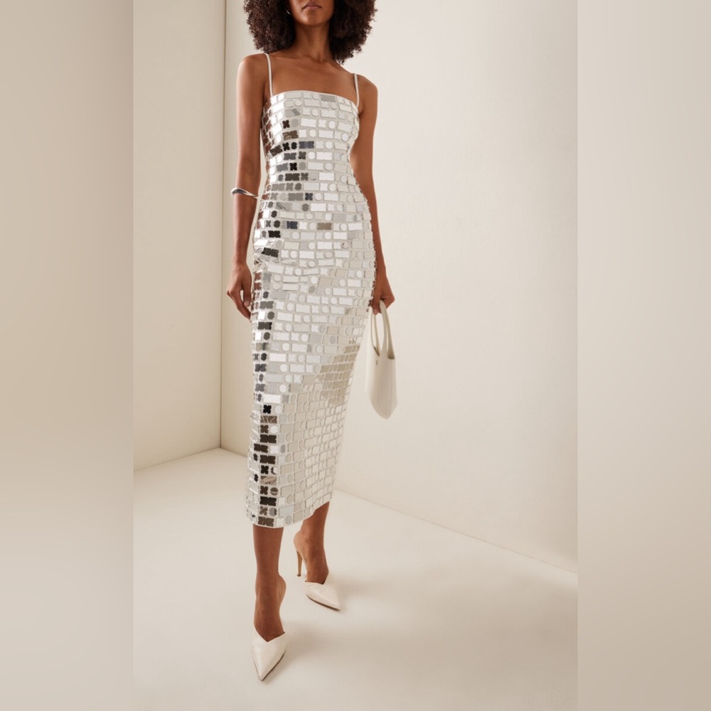 ILA. Exclusive Duffy Mirror-Embellished Crepe Midi Dress